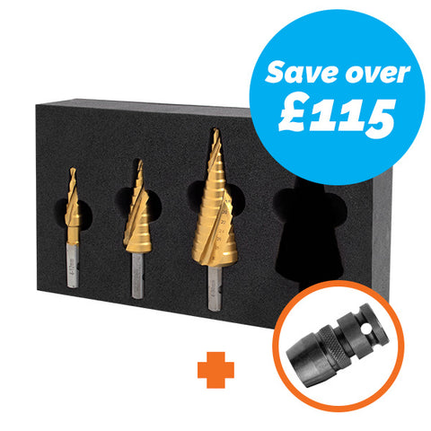 VersaDrive Step Drill Set + FREE Adapter